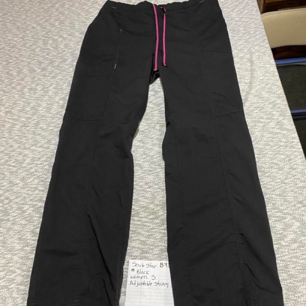 Scrub star Black scrub pants with pink drawstring women S. SKU-B739
